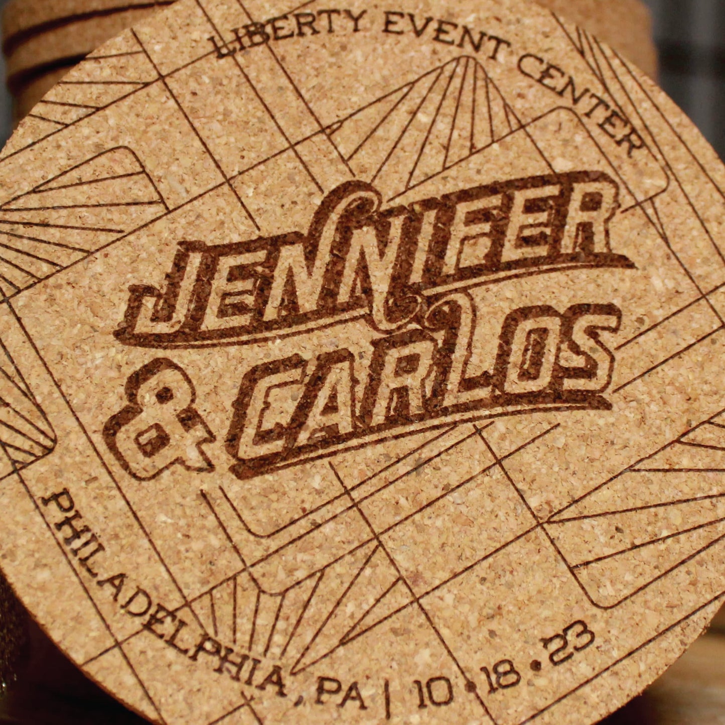 Art Deco Wedding Favor Coasters - Arbo Engravings