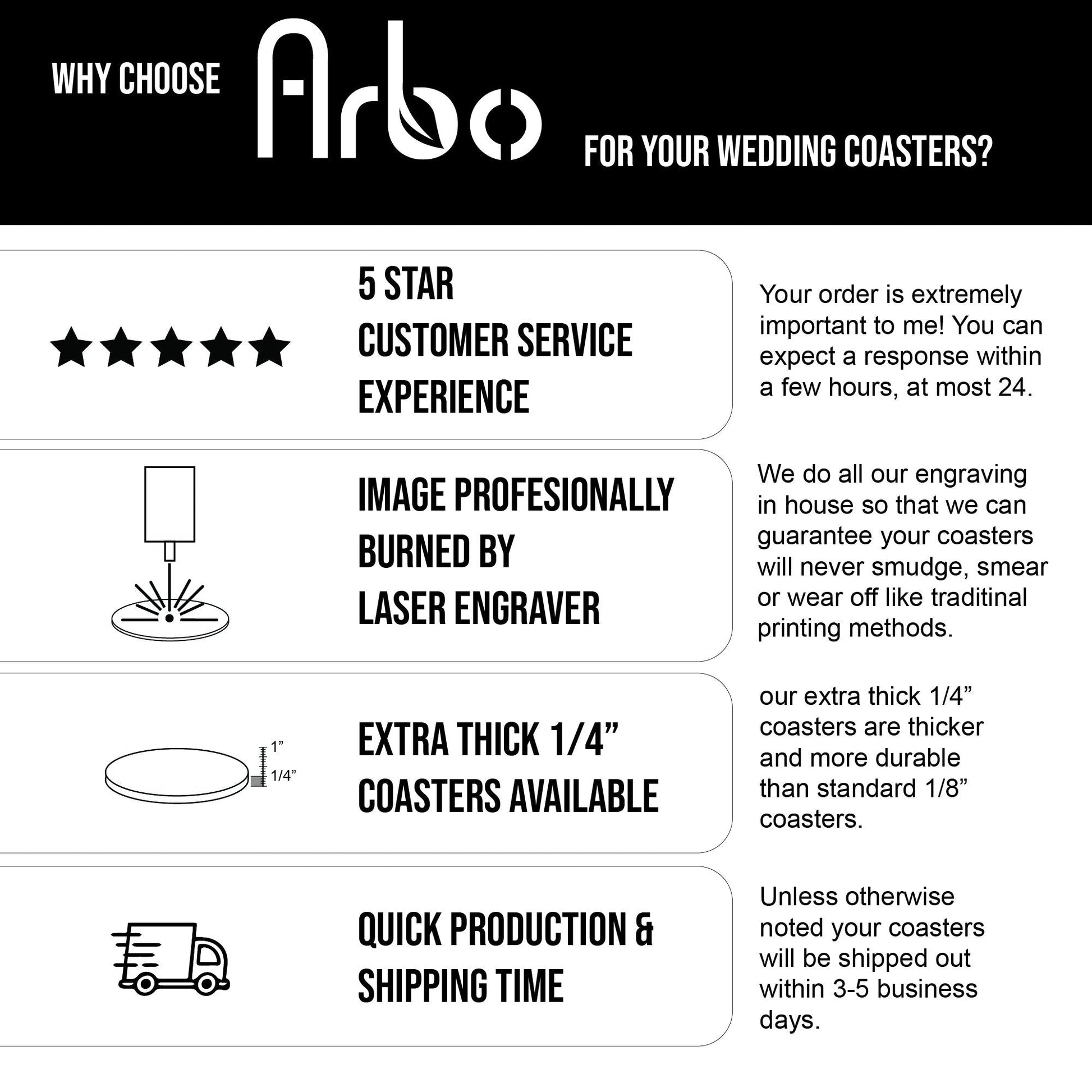 Art Deco Wedding Favor Coasters - Arbo Engravings