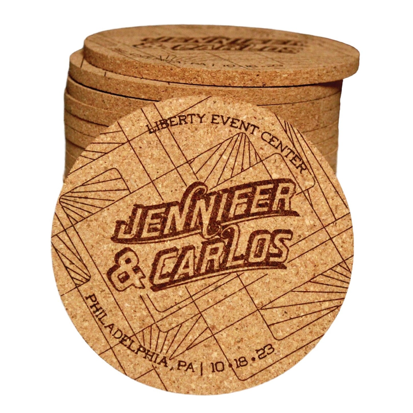 Art Deco Wedding Favor Coasters - Arbo Engravings