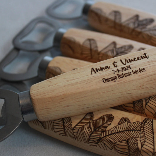 Banana Leaf Engraved Bottle Opener - Personalized Wedding Favors - Arbo Engravings