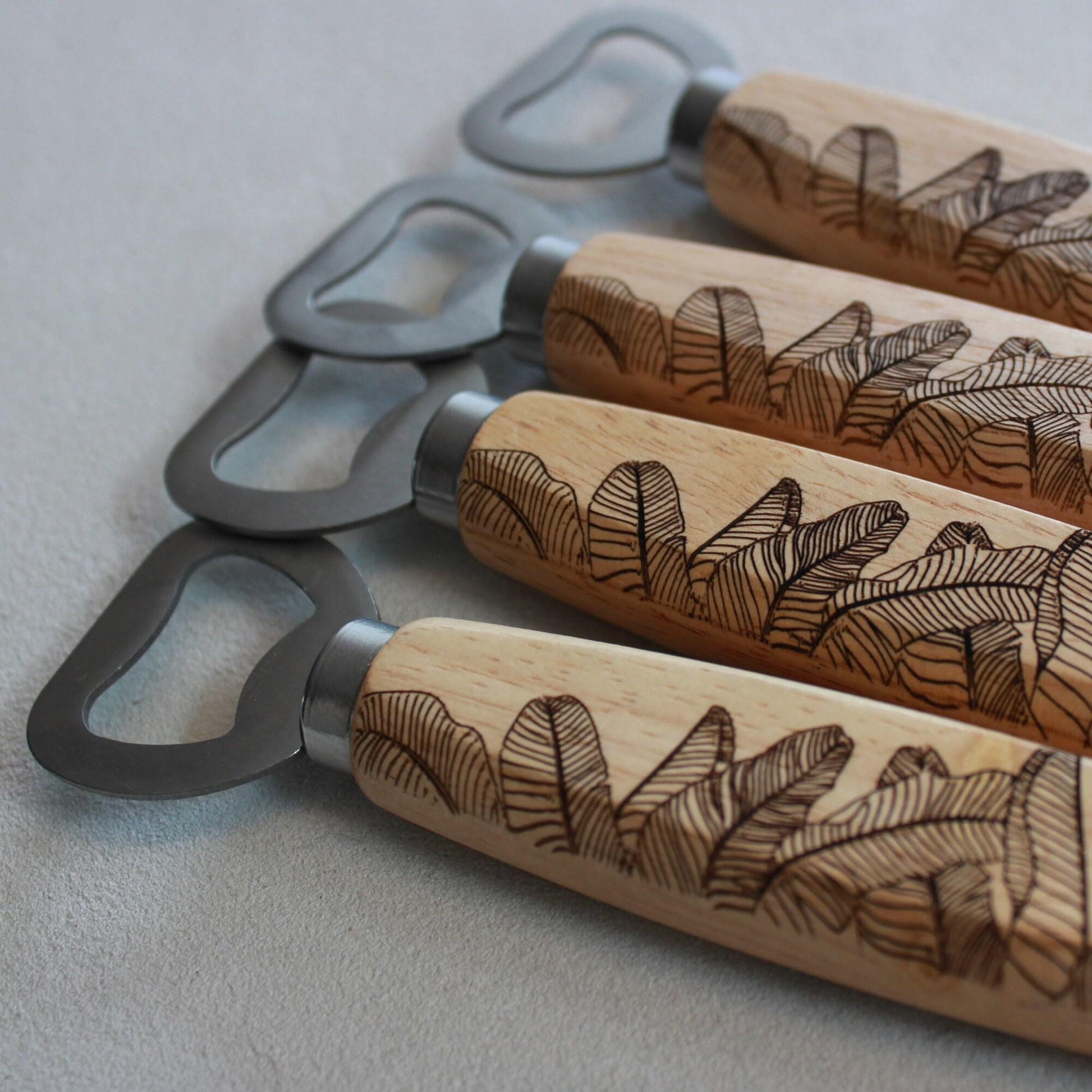 Banana Leaf Engraved Bottle Opener - Personalized Wedding Favors - Arbo Engravings