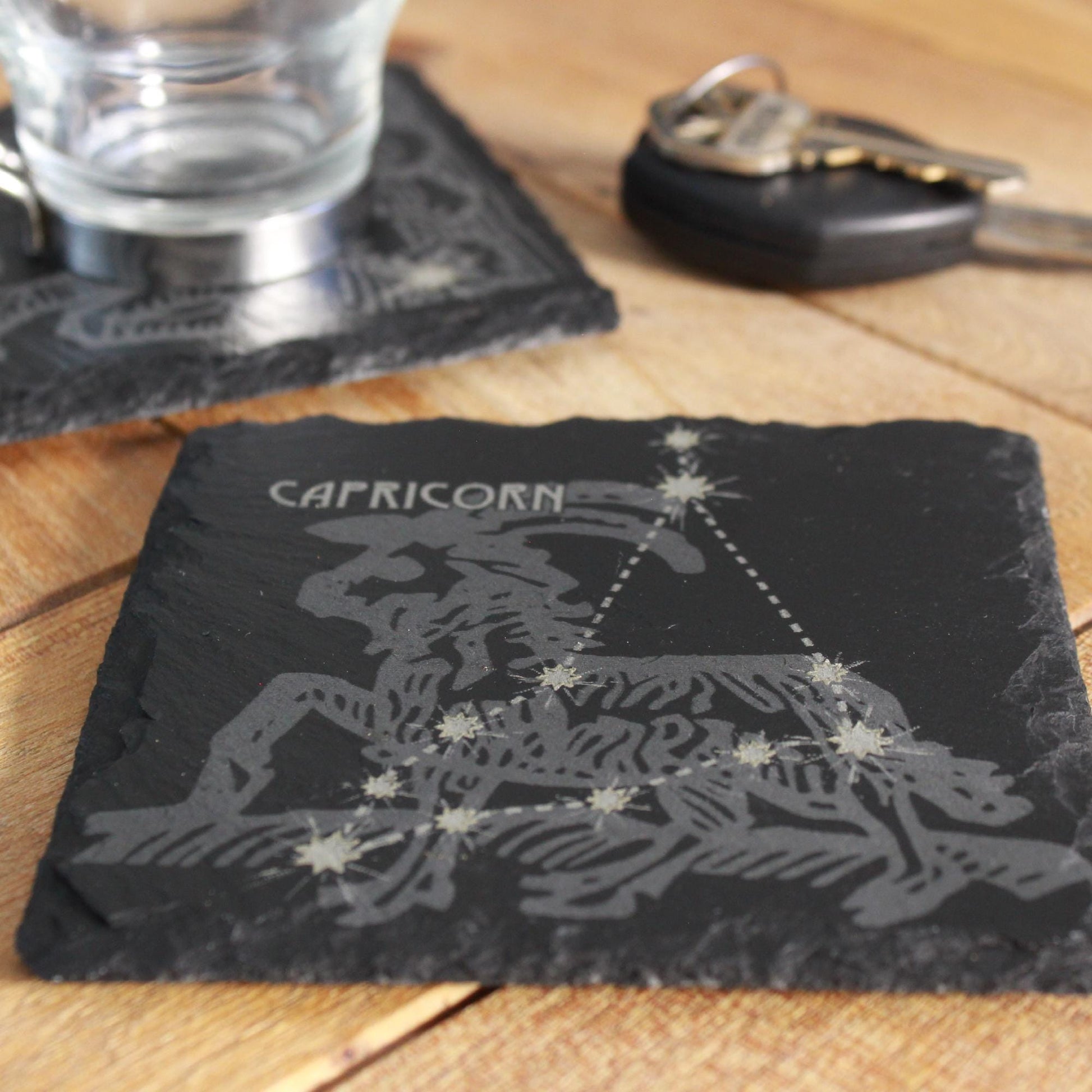 Capricorn Slate Coaster - Astrological Zodiac Sign Gift with Goat Zodiac Sign - Horoscope Gift, New Age Astrology, Goat Constellation gift - Arbo Engravings