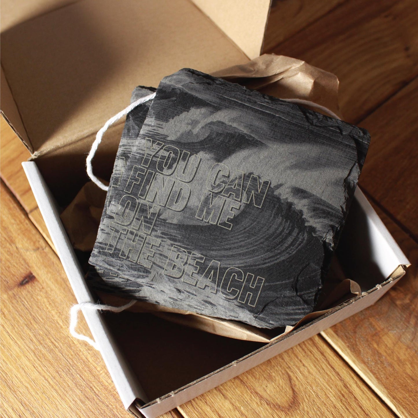 Find Me On The Beach Ocean Waves Drink Coaster - Arbo Engravings