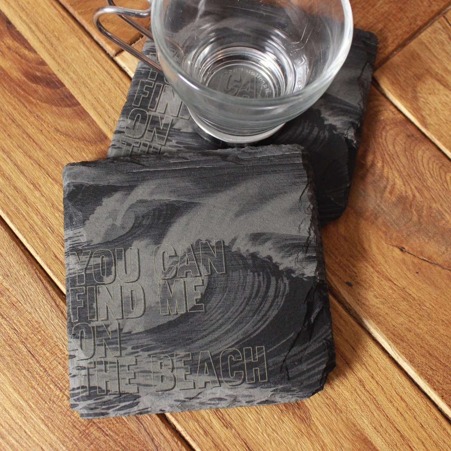 Find Me On The Beach Ocean Waves Drink Coaster - Arbo Engravings