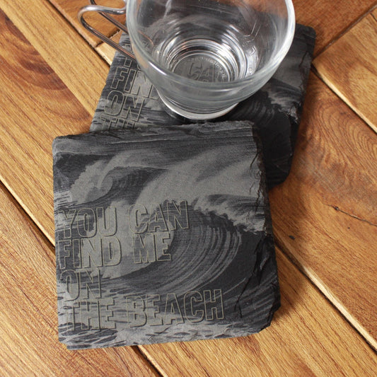 Find Me On The Beach Ocean Waves Drink Coaster - Arbo Engravings