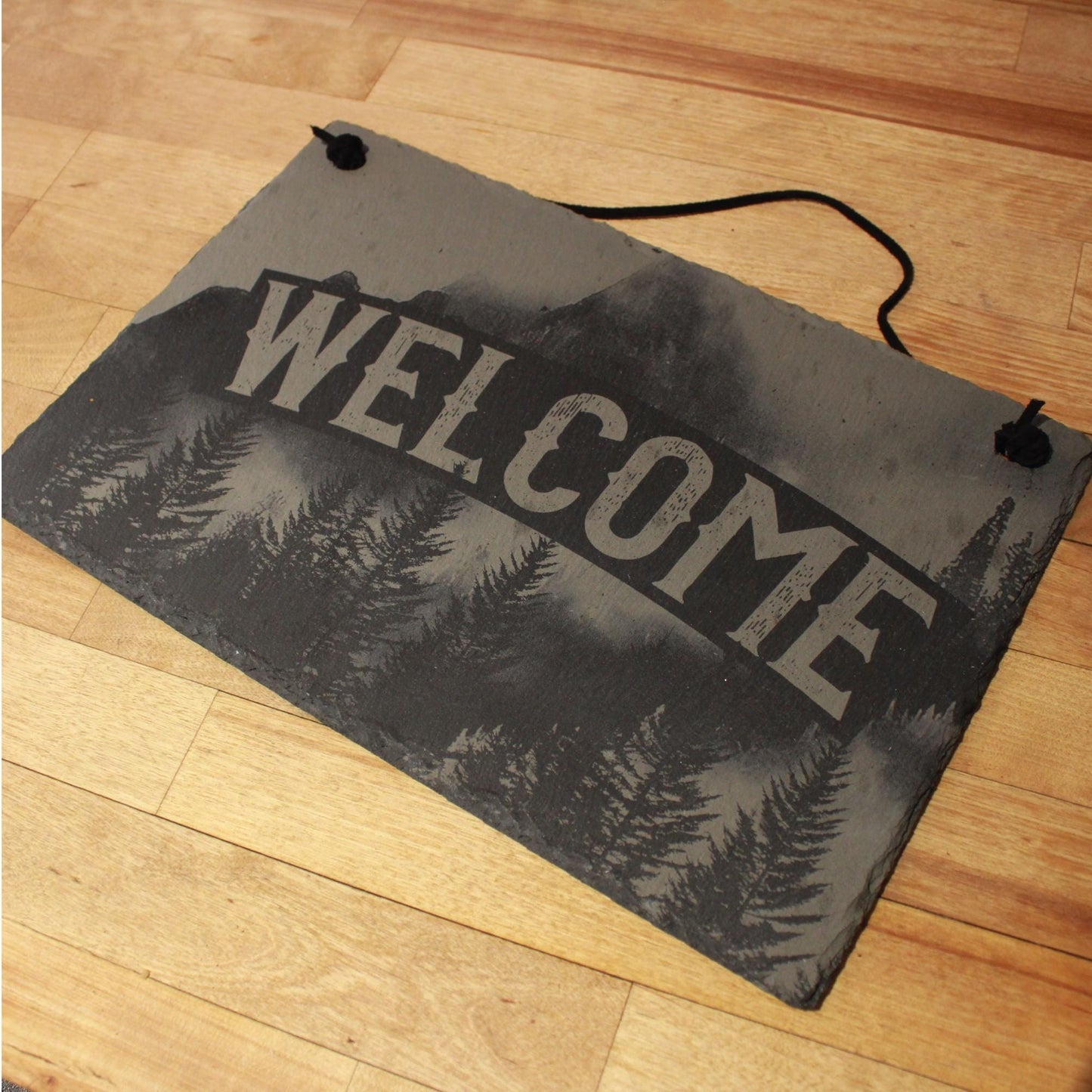 Foggy Mountain Slate Welcome Sign - Rustic Decor - Arbo Engravings