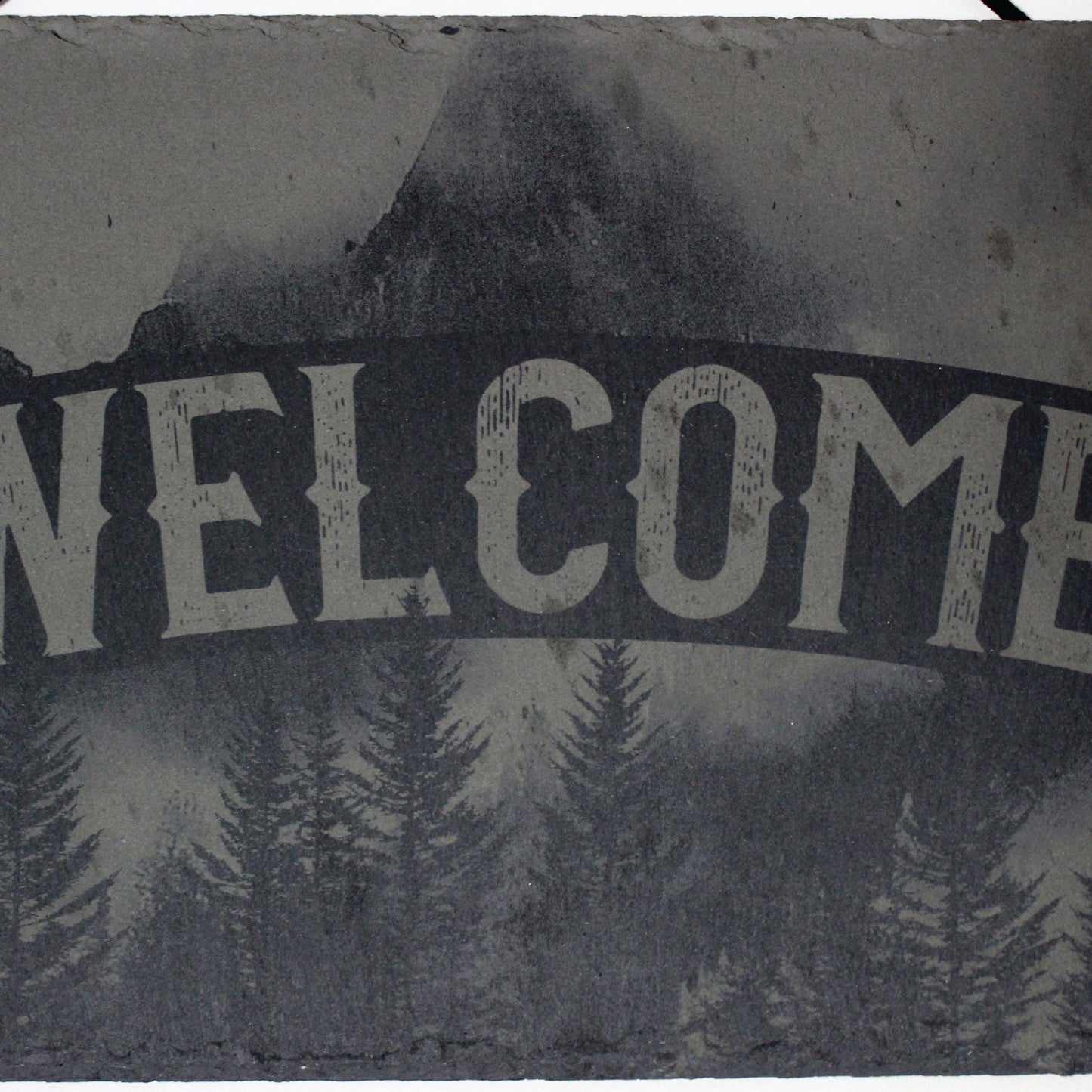 Foggy Mountain Slate Welcome Sign - Rustic Decor - Arbo Engravings