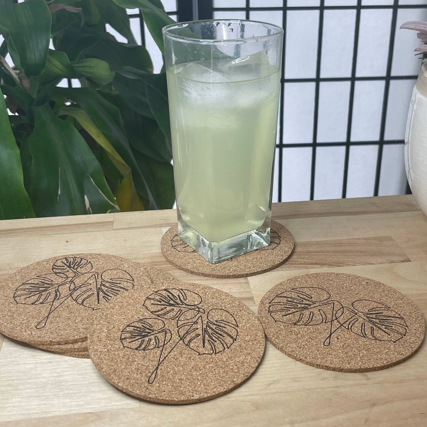 Monstera Plant Coaster Set - (Set of 5) - Arbo Engravings
