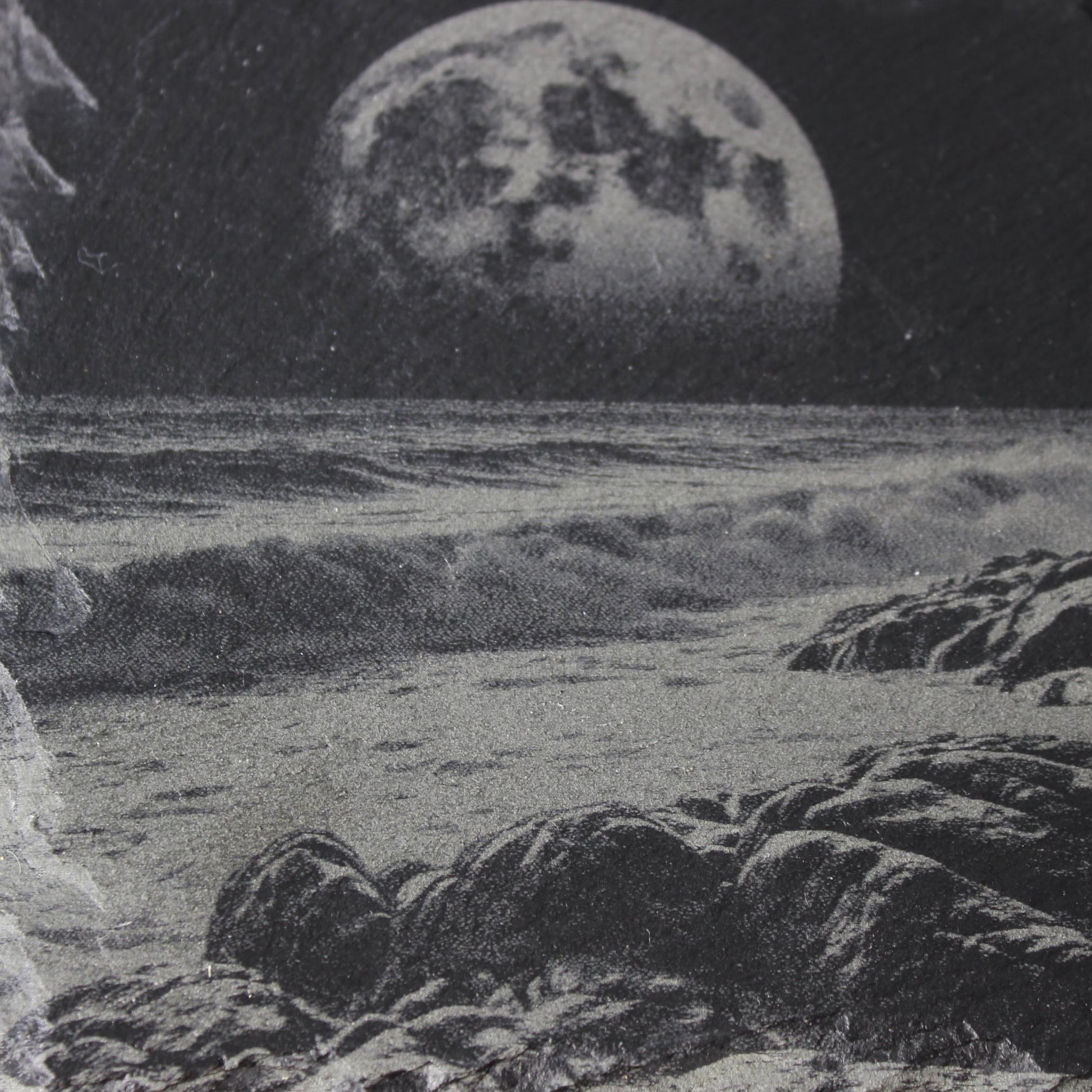 Moon over Rocky Beach Slate Coaster - Arbo Engravings