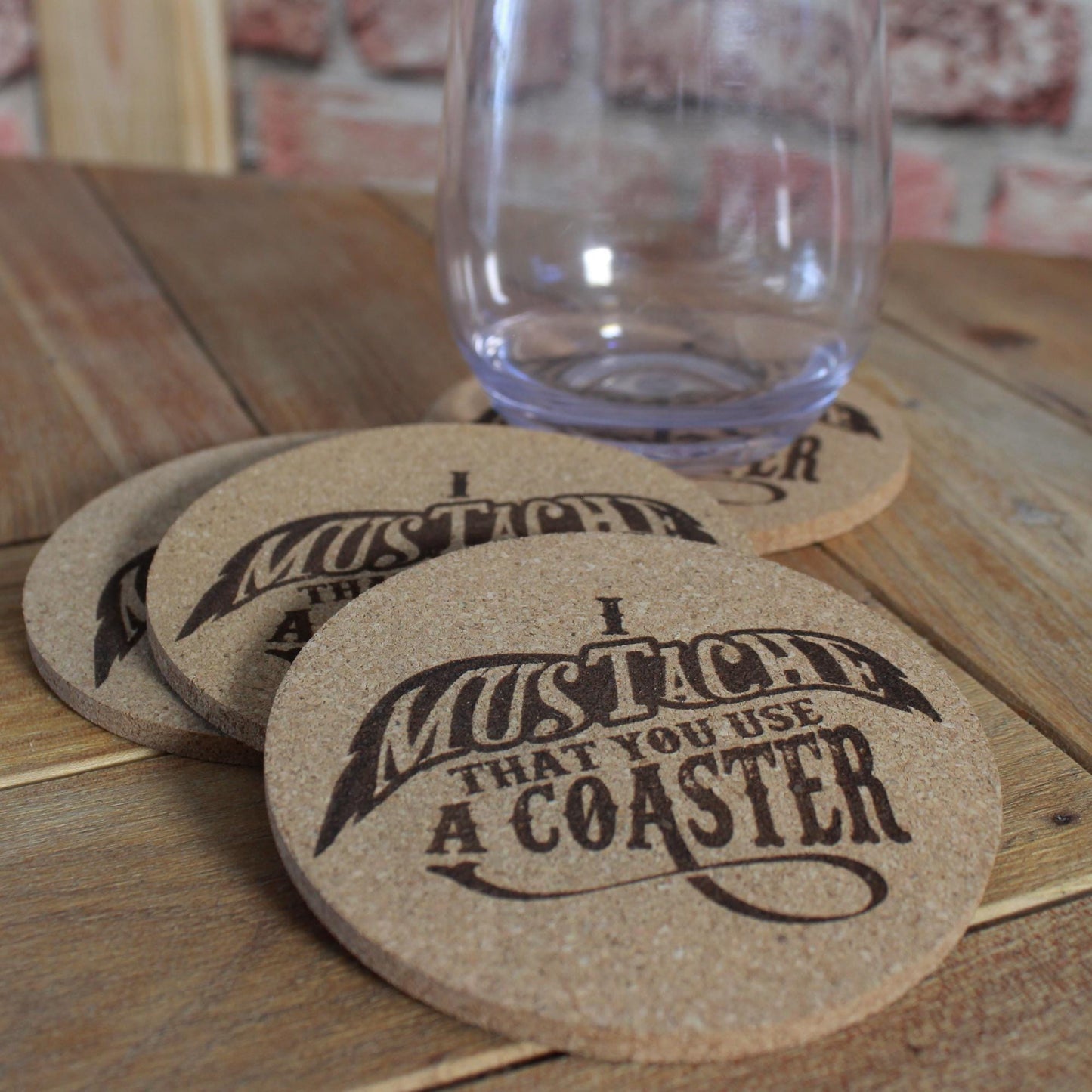 Mustache Cork Coasters - I Mustache That You Use a Coaster - Funny Gift - Engraved Cork Drink Coaster Set - Arbo Engravings