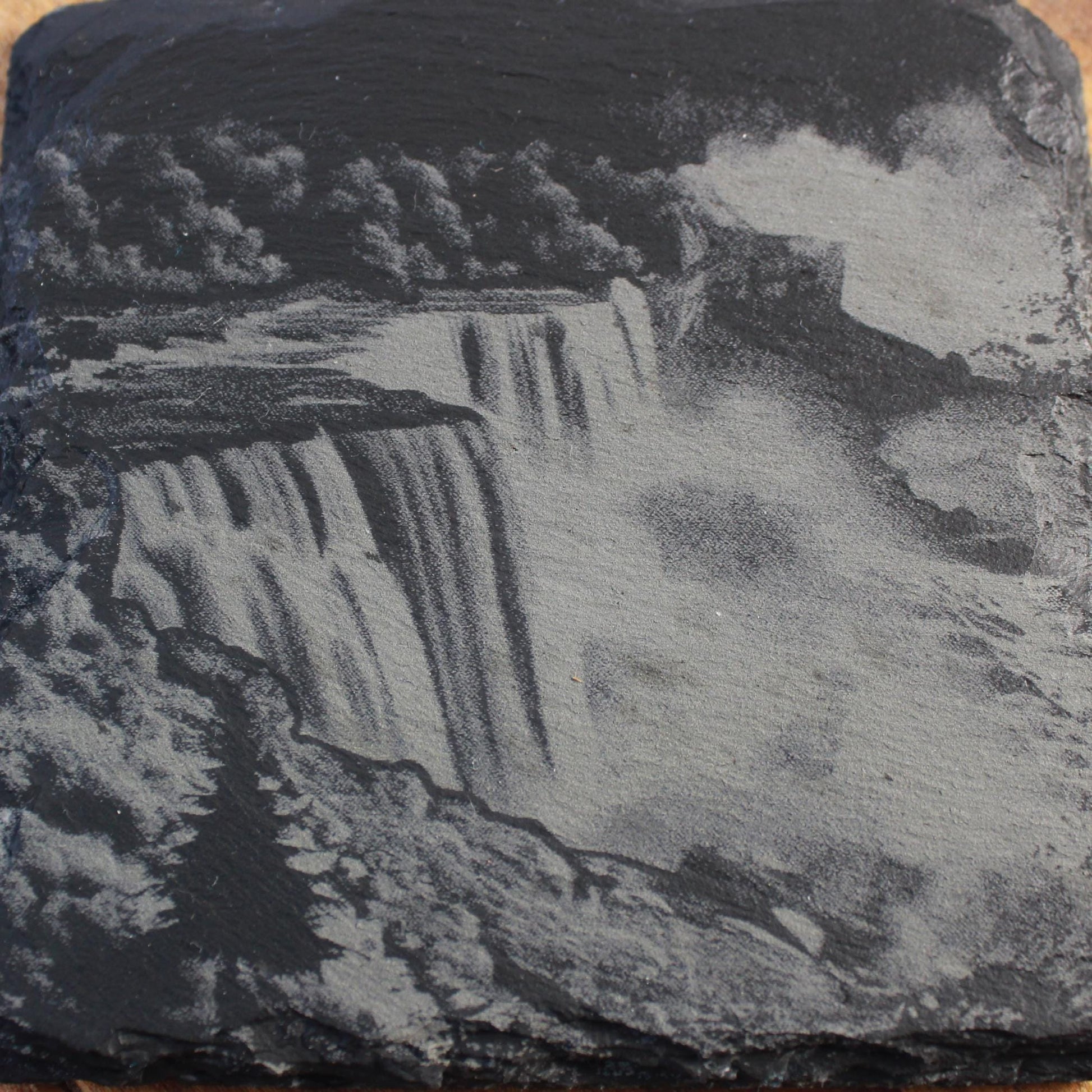 Niagara Falls Slate Coasters - Misty Waterfall - Engraved Slate - Arbo Engravings