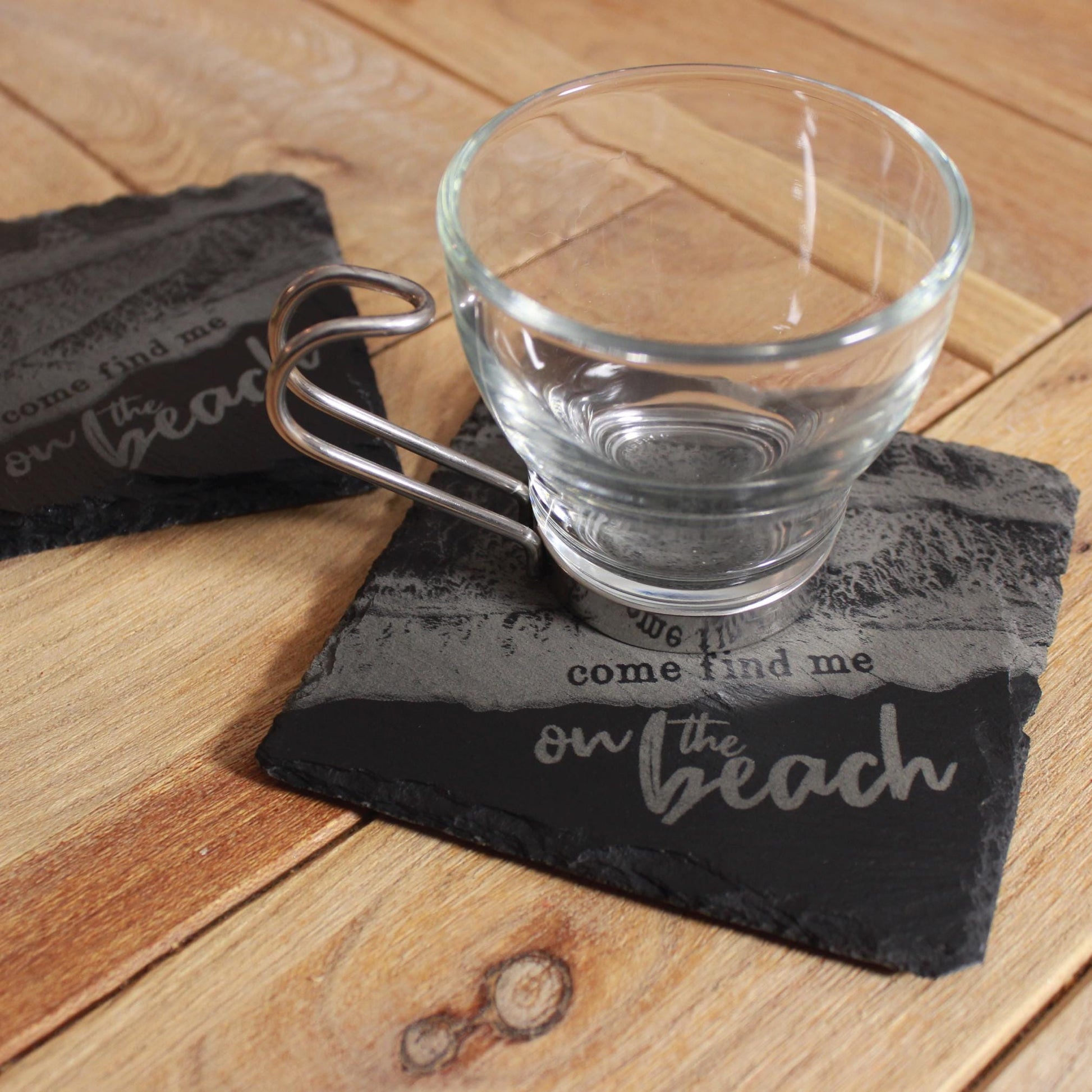 On The Beach Waves From Above Slate Drink Coaster - Arbo Engravings