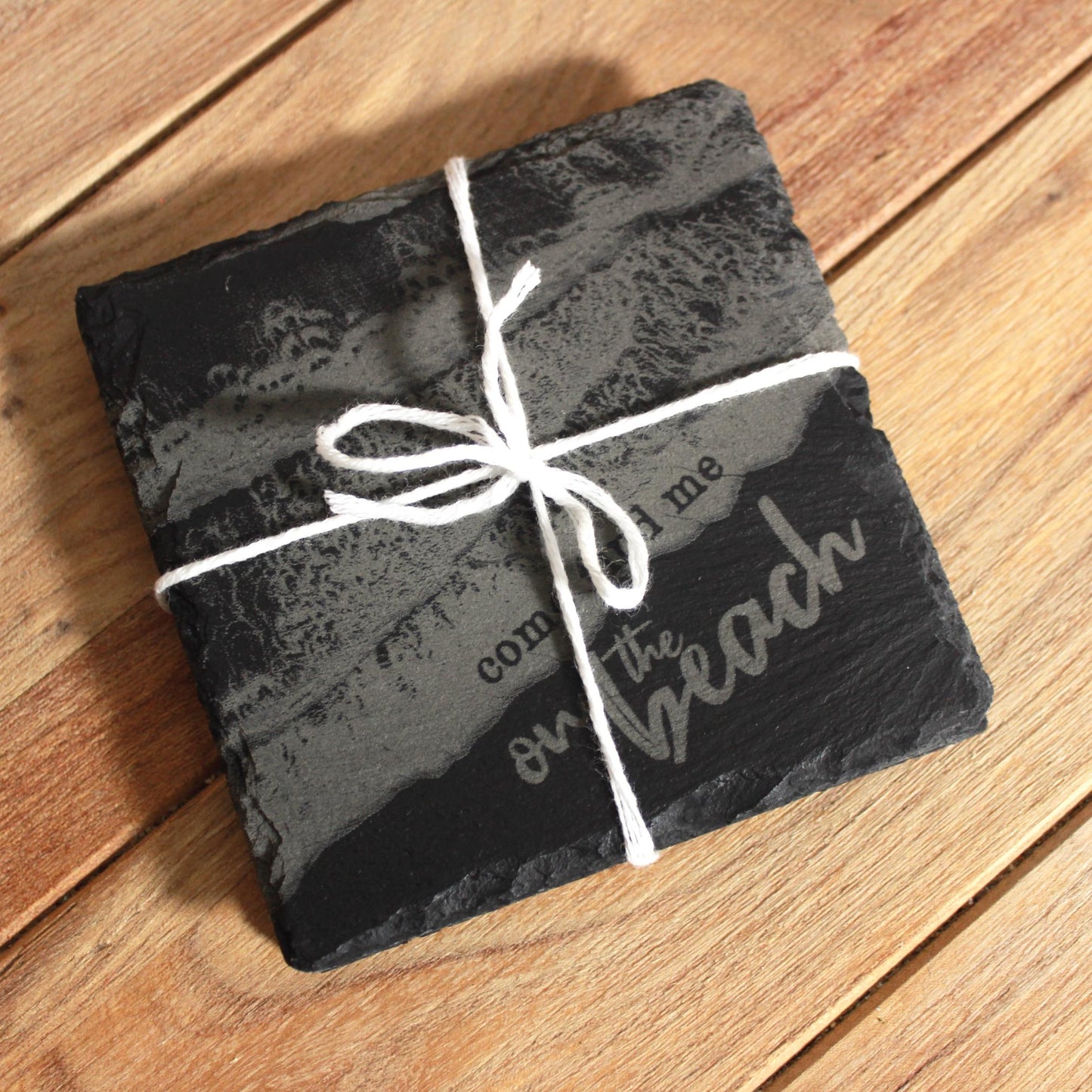 On The Beach Waves From Above Slate Drink Coaster - Arbo Engravings