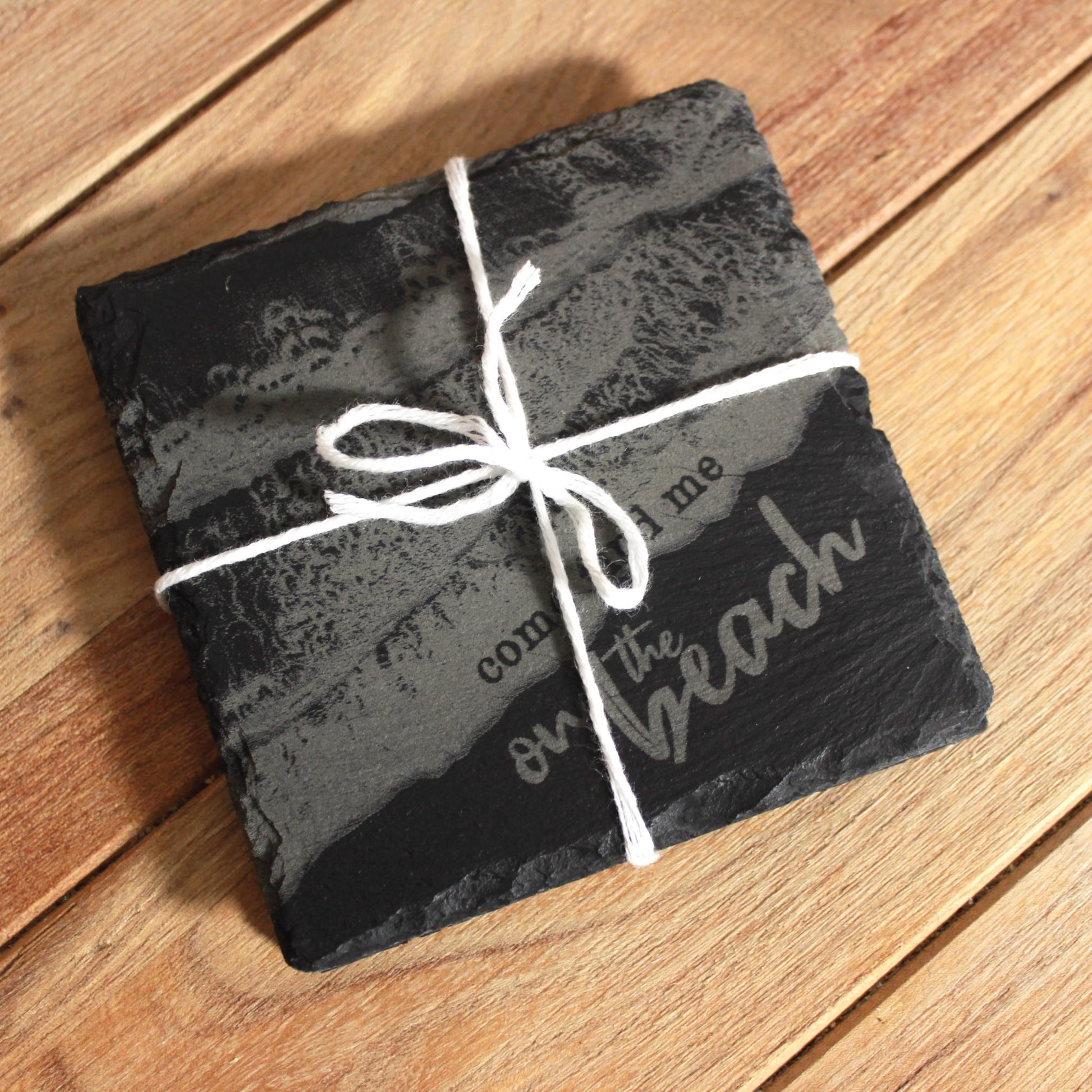 On The Beach Waves From Above Slate Drink Coaster - Arbo Engravings