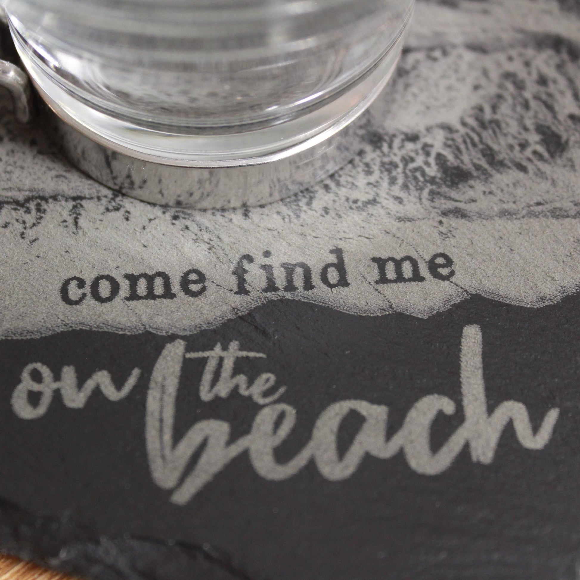 On The Beach Waves From Above Slate Drink Coaster - Arbo Engravings