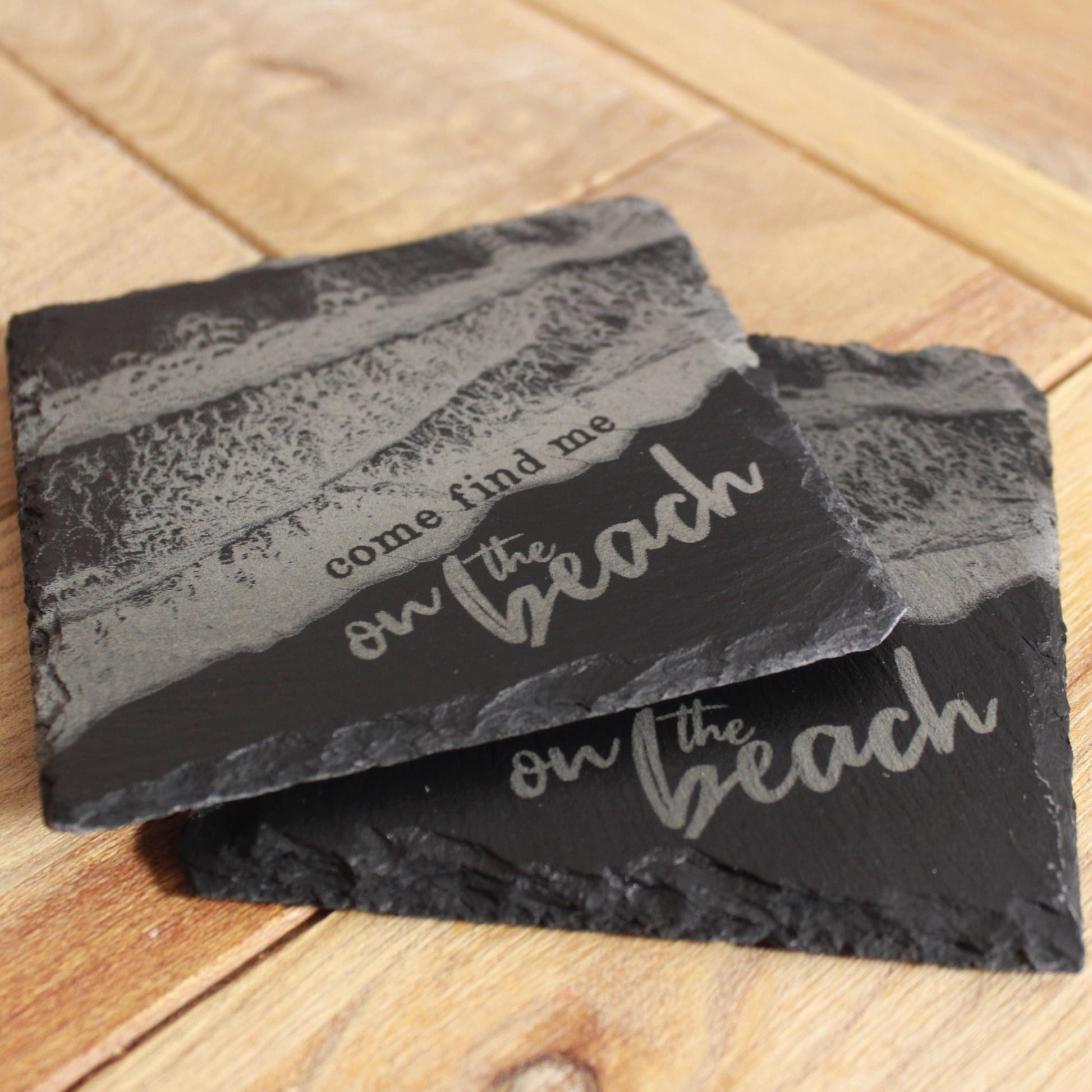 On The Beach Waves From Above Slate Drink Coaster - Arbo Engravings