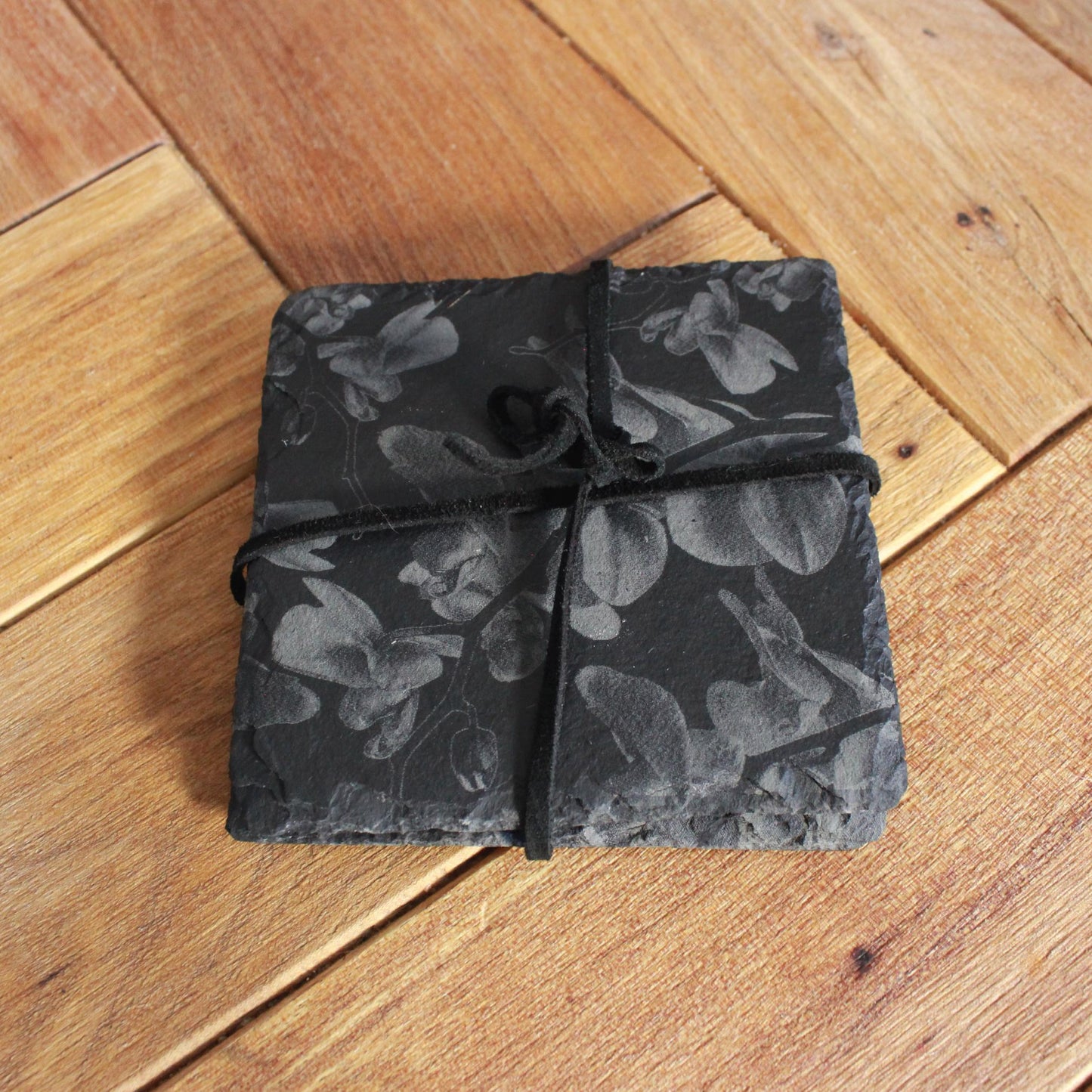 Orchid Flowers Slate Drink Coasters - Floral Nature Deco - Arbo Engravings