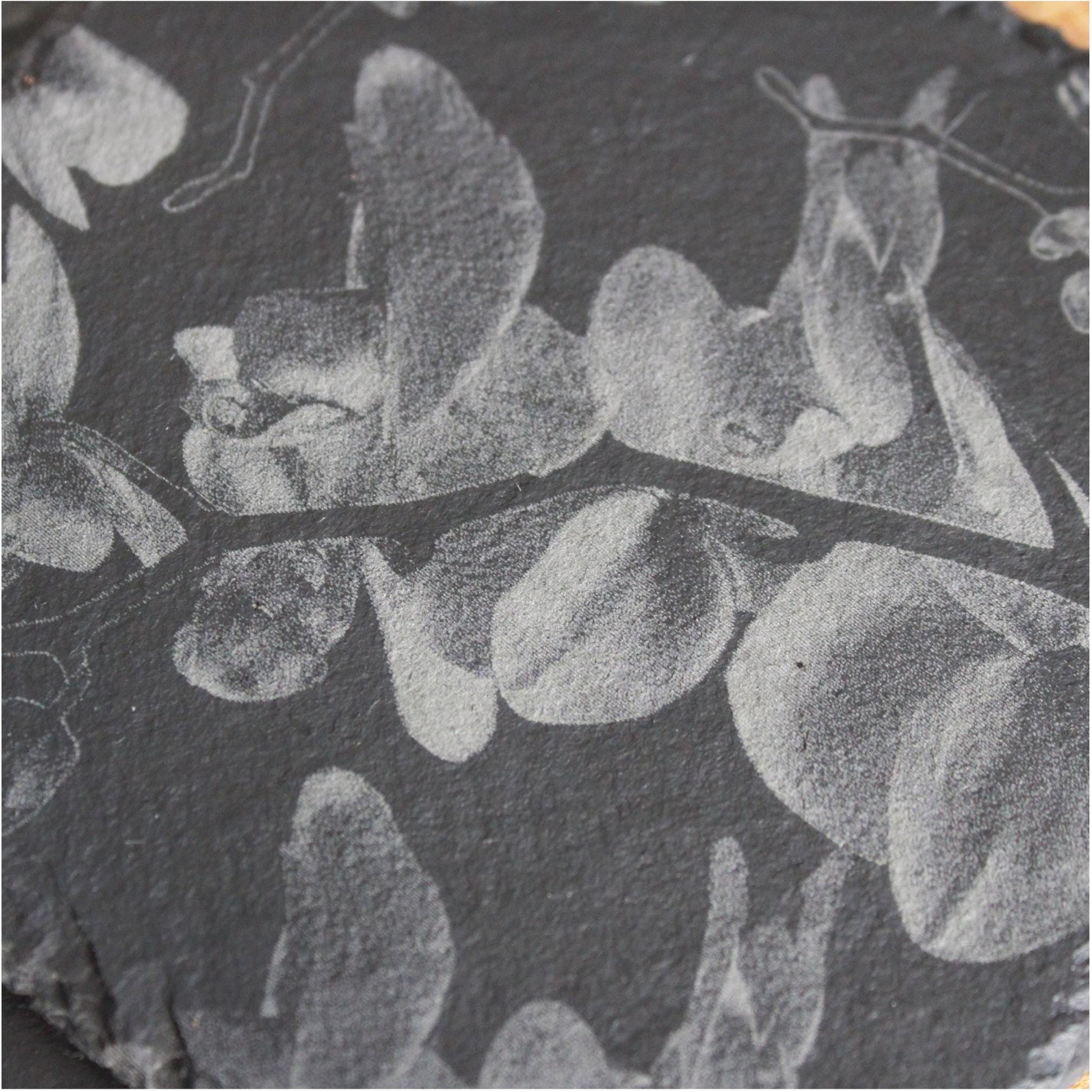 Orchid Flowers Slate Drink Coasters - Floral Nature Deco - Arbo Engravings