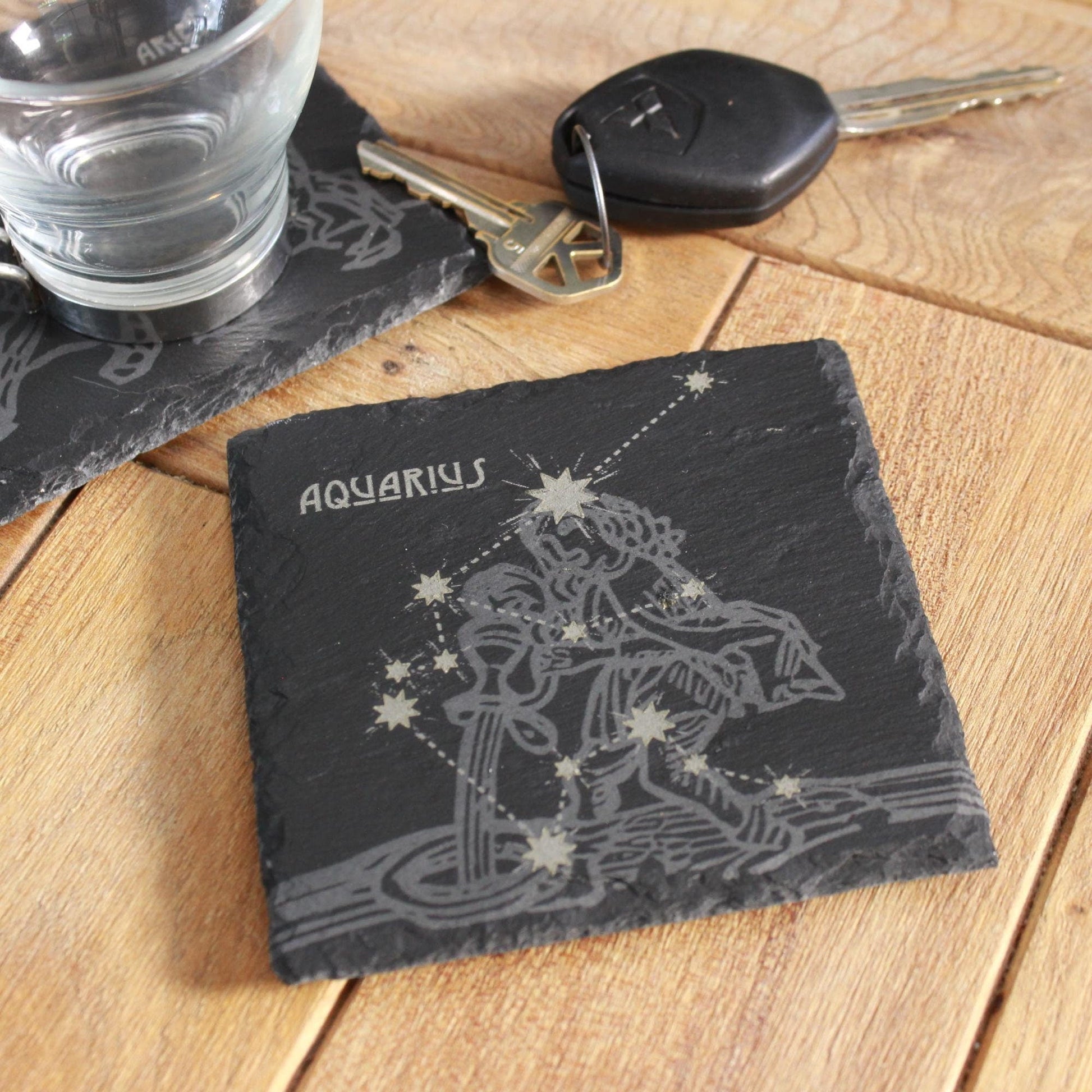 Slate Astrology Coasters - Zodiac Sign Decor - Star Sign Coasters - Arbo Engravings
