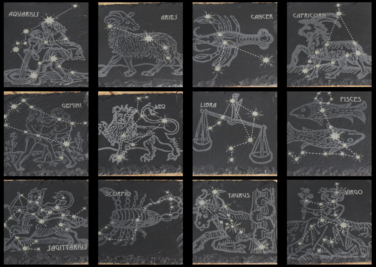Slate Astrology Coasters - Zodiac Sign Decor - Star Sign Coasters - Arbo Engravings