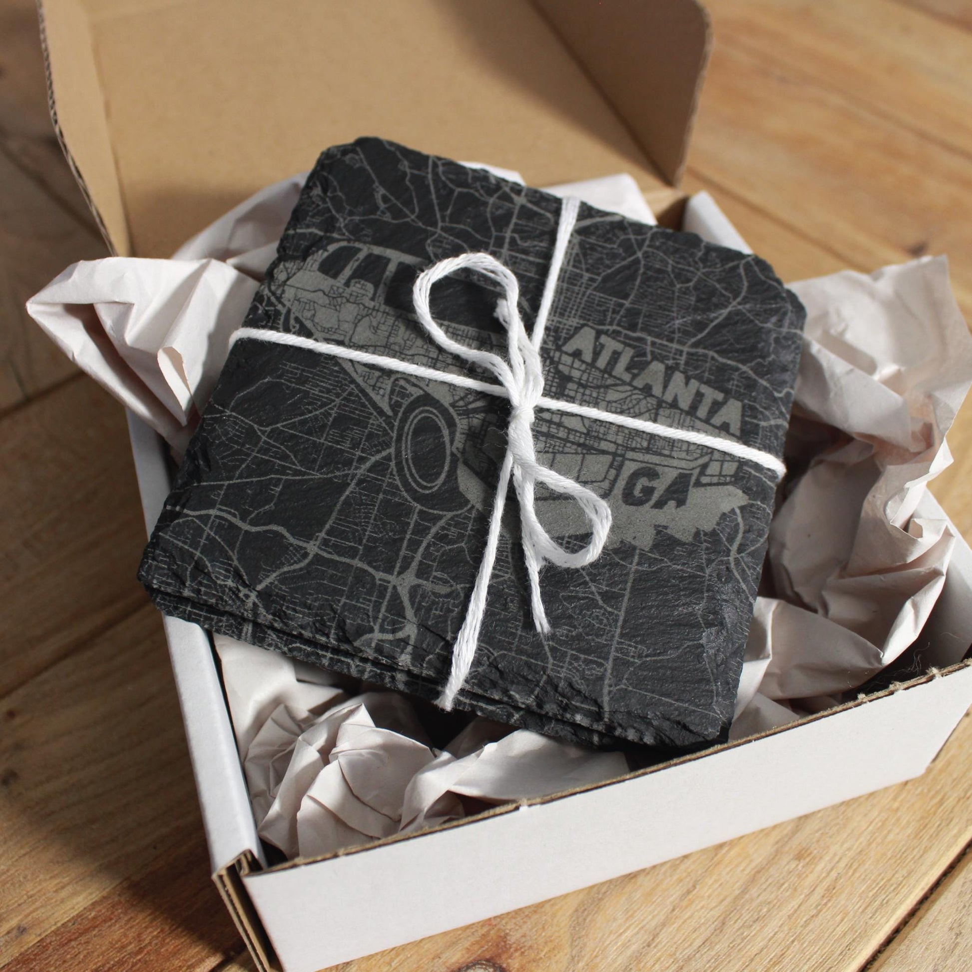 Slate Atlanta Georgia Street Map Drink Coaster - Arbo Engravings