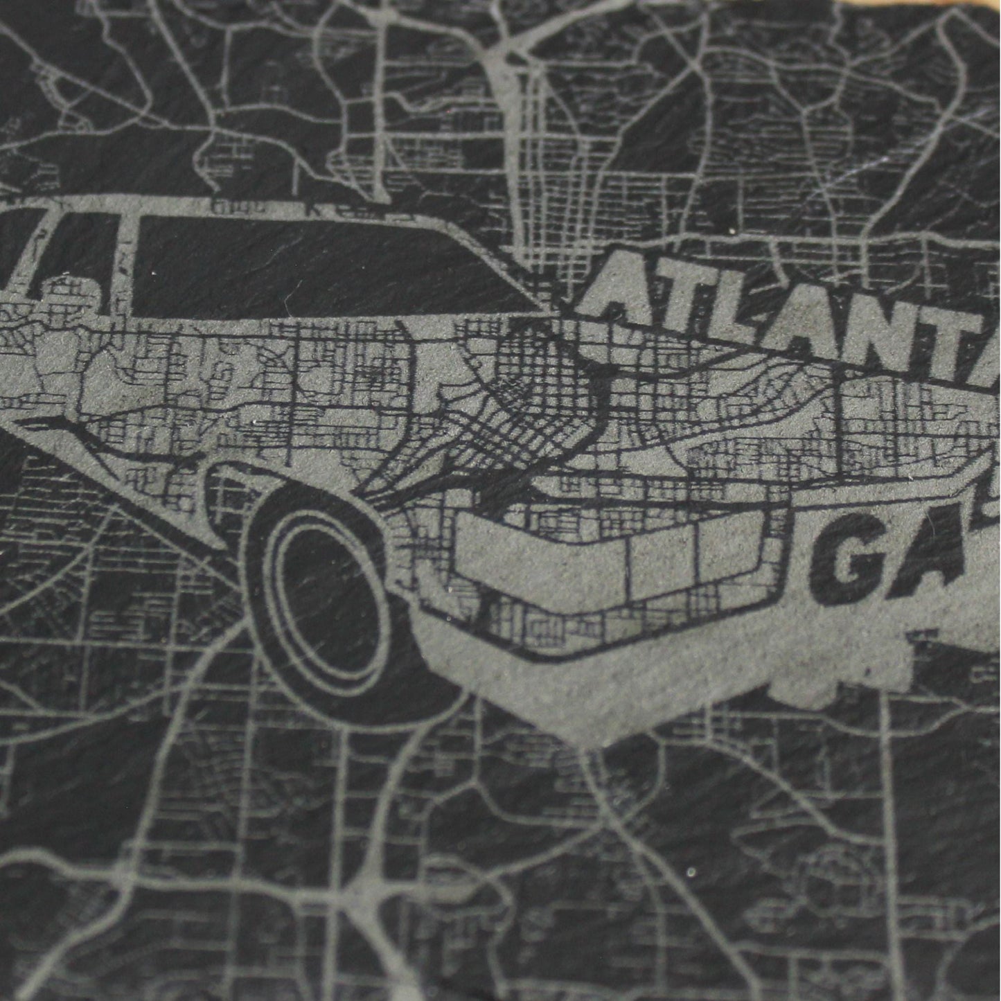 Slate Atlanta Georgia Street Map Drink Coaster - Arbo Engravings