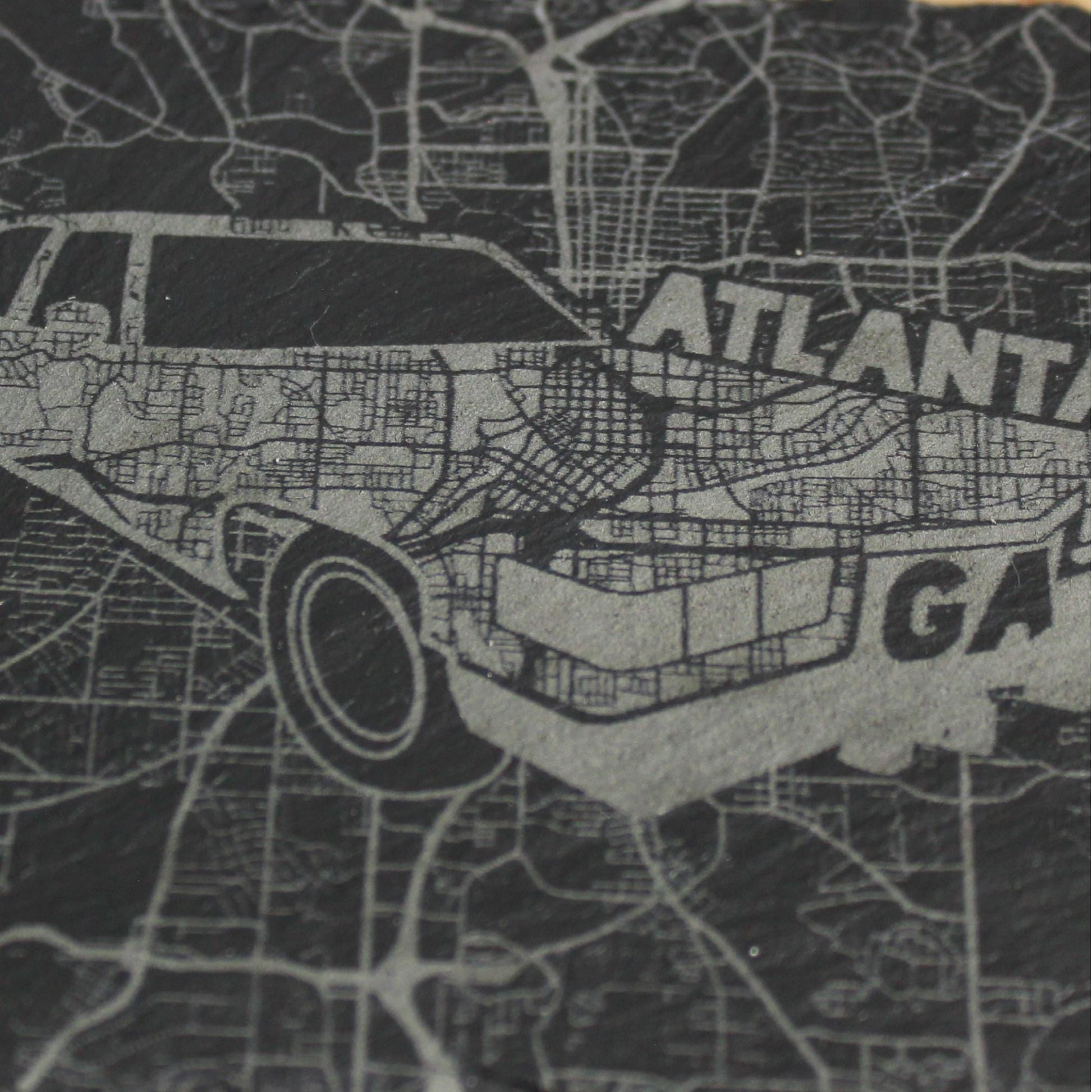 Slate Atlanta Georgia Street Map Drink Coaster - Arbo Engravings