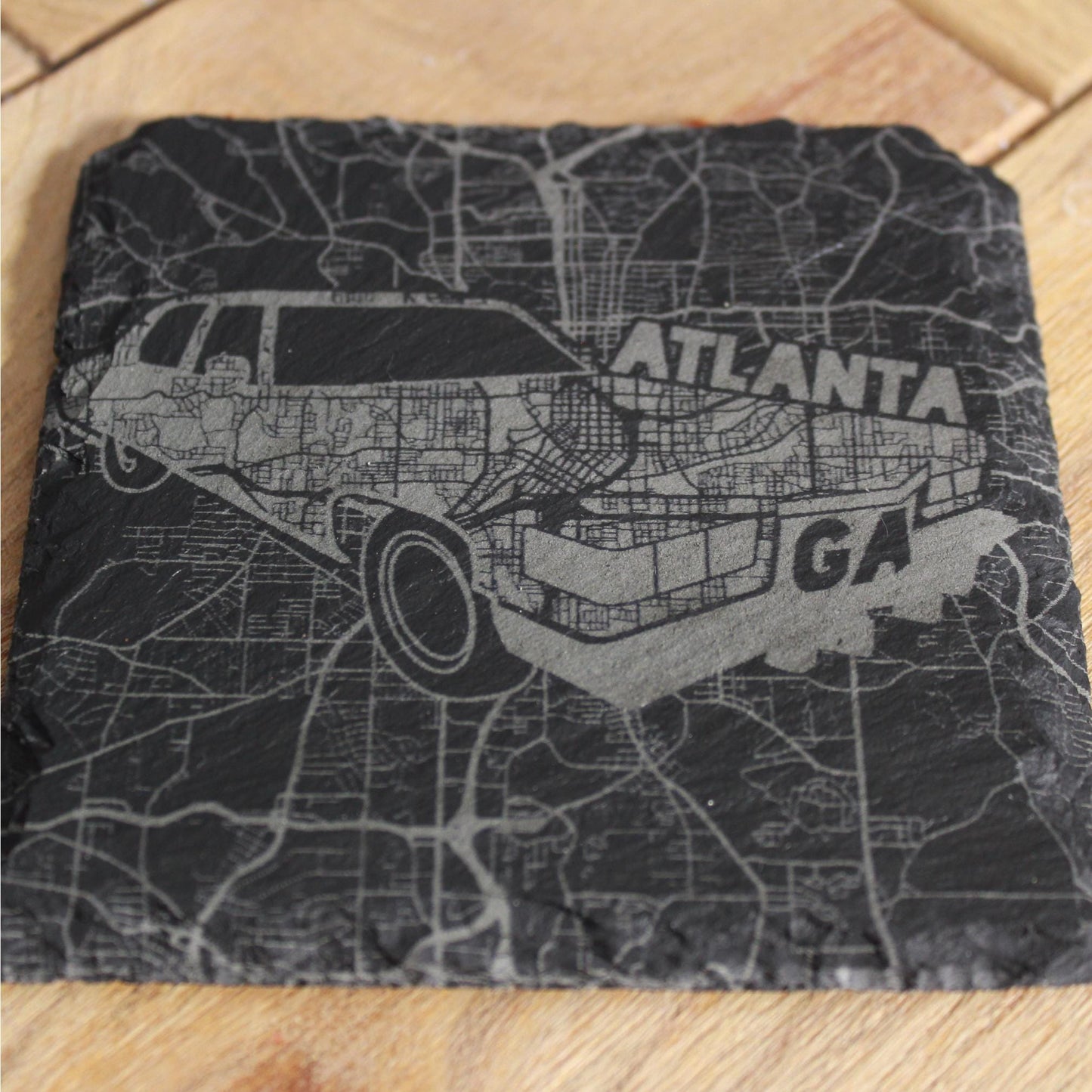 Slate Atlanta Georgia Street Map Drink Coaster - Arbo Engravings