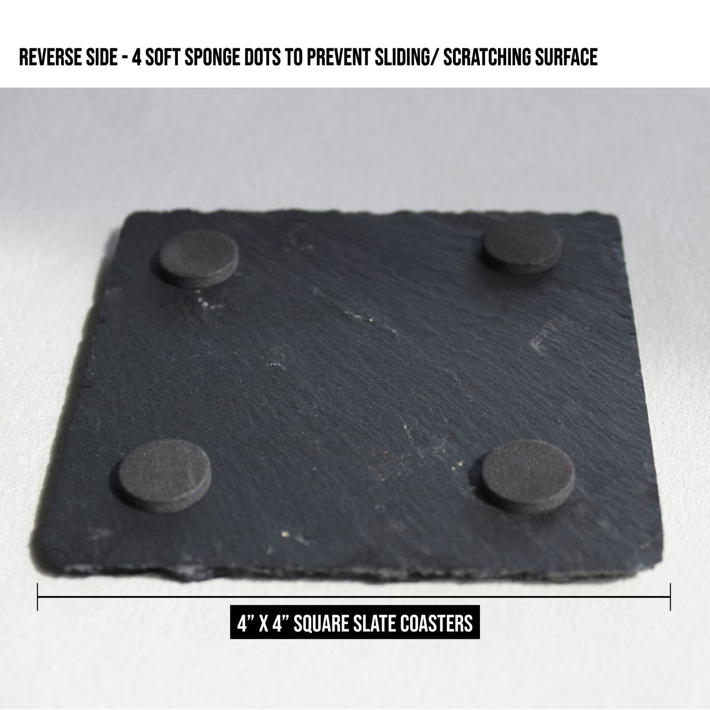 Slate Moon with Black Cat Drink Coaster - 4" Square Laser Engraved - Arbo Engravings