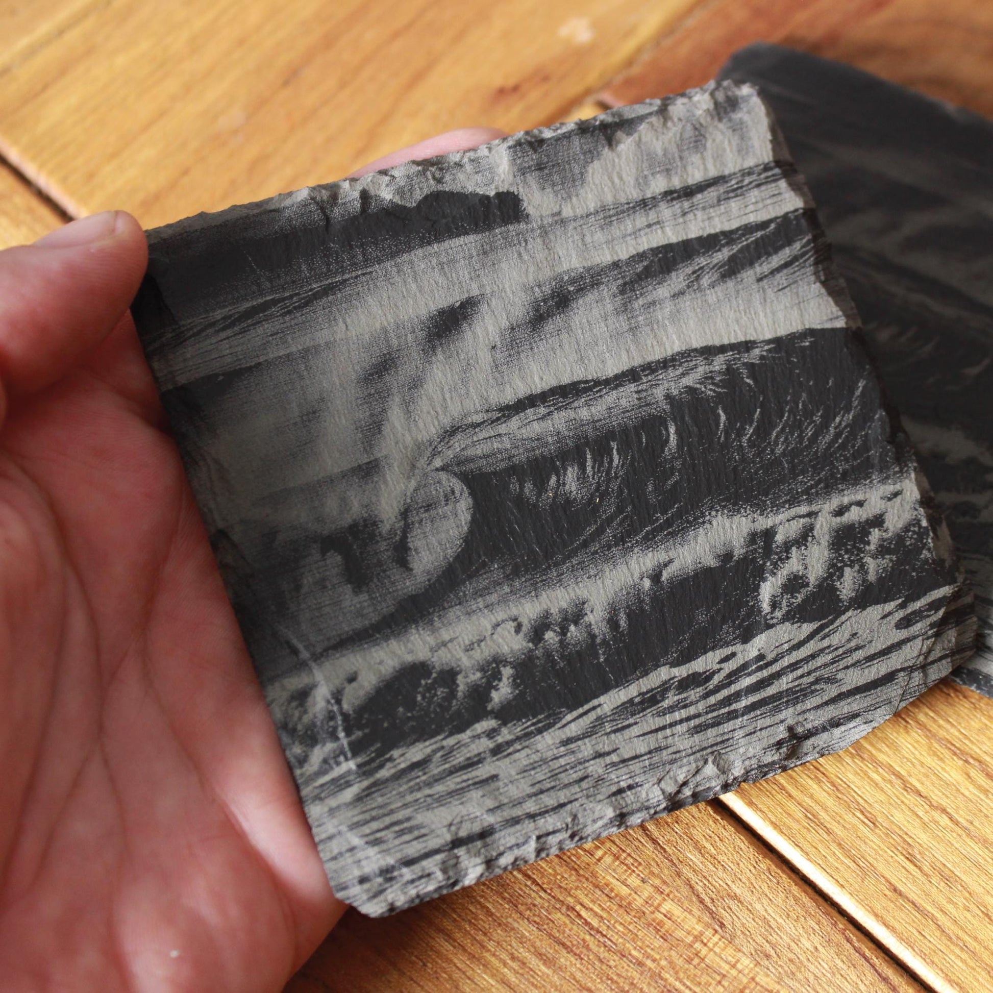 Slate Ocean Scene Drink Coaster - Arbo Engravings