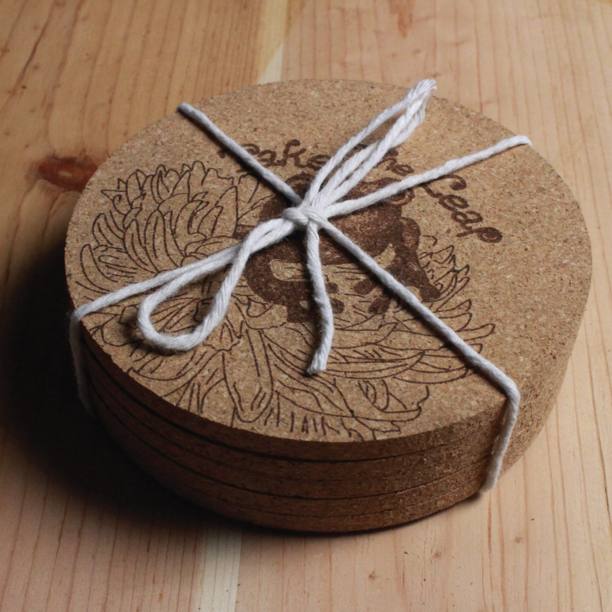 Take The Leap - Frog & Lily Cork Drink Coasters - Grad Gift - Arbo Engravings