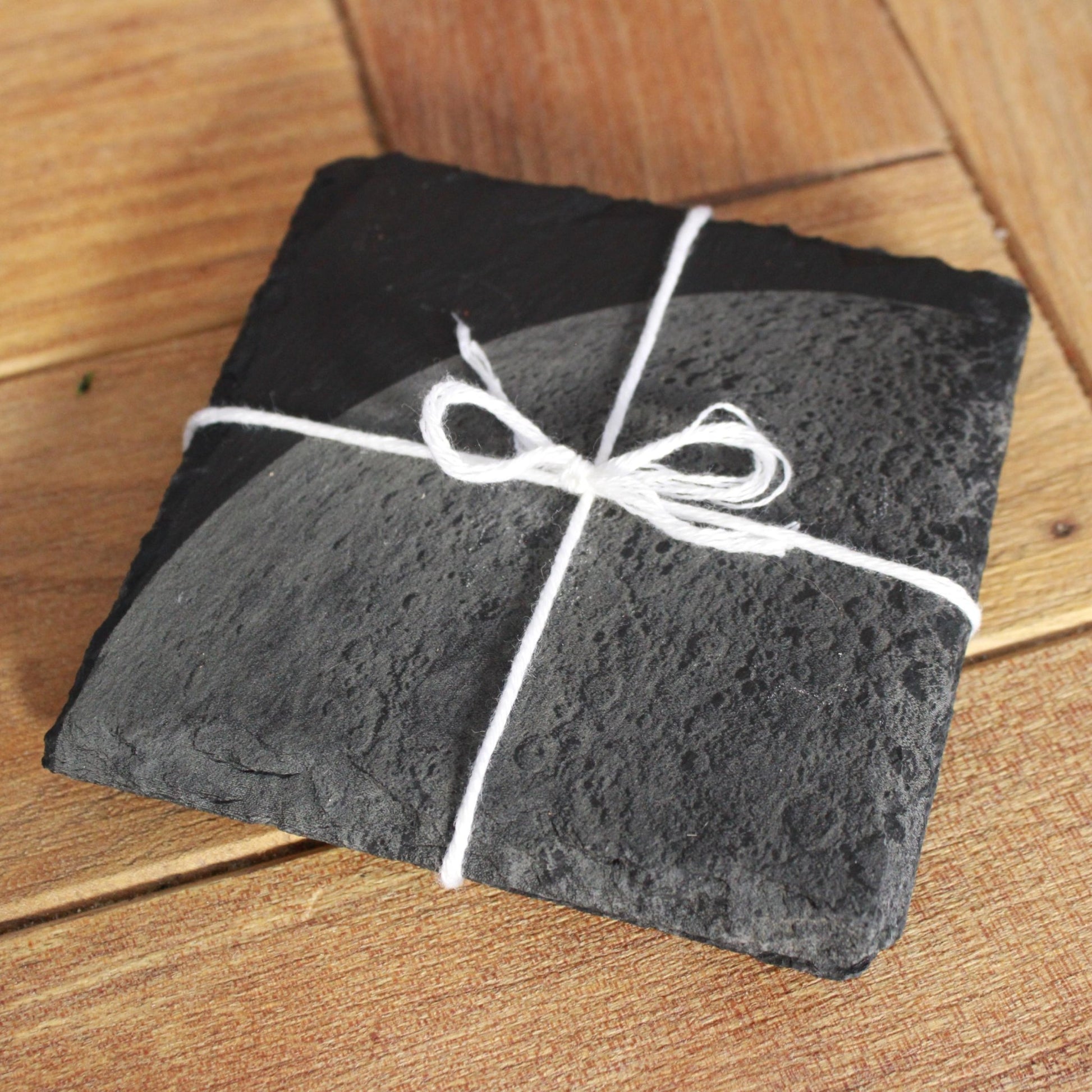 The Moon Slate Drink Coasters - Space decor - Moon Art - Arbo Engravings