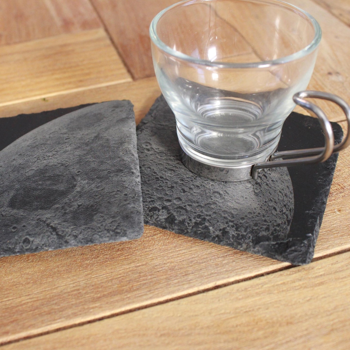 The Moon Slate Drink Coasters - Space decor - Moon Art - Arbo Engravings