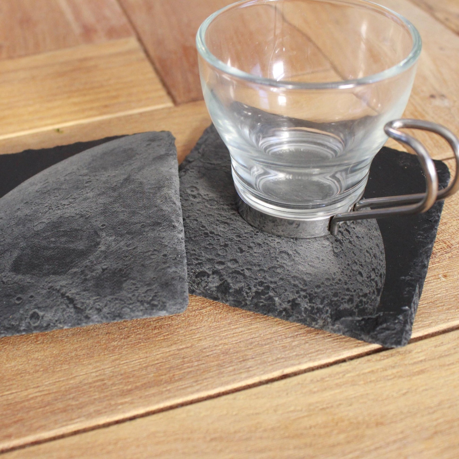 The Moon Slate Drink Coasters - Space decor - Moon Art - Arbo Engravings