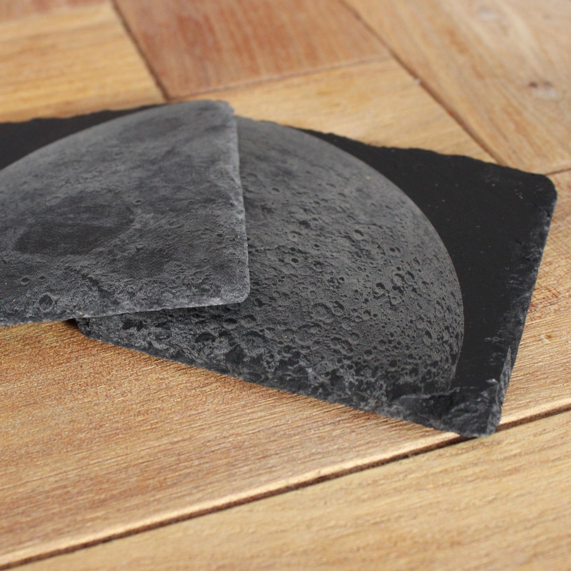 The Moon Slate Drink Coasters - Space decor - Moon Art - Arbo Engravings