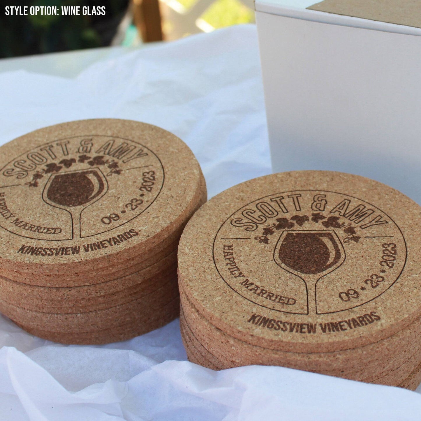 Winery Wedding Custom Coasters - Arbo Engravings
