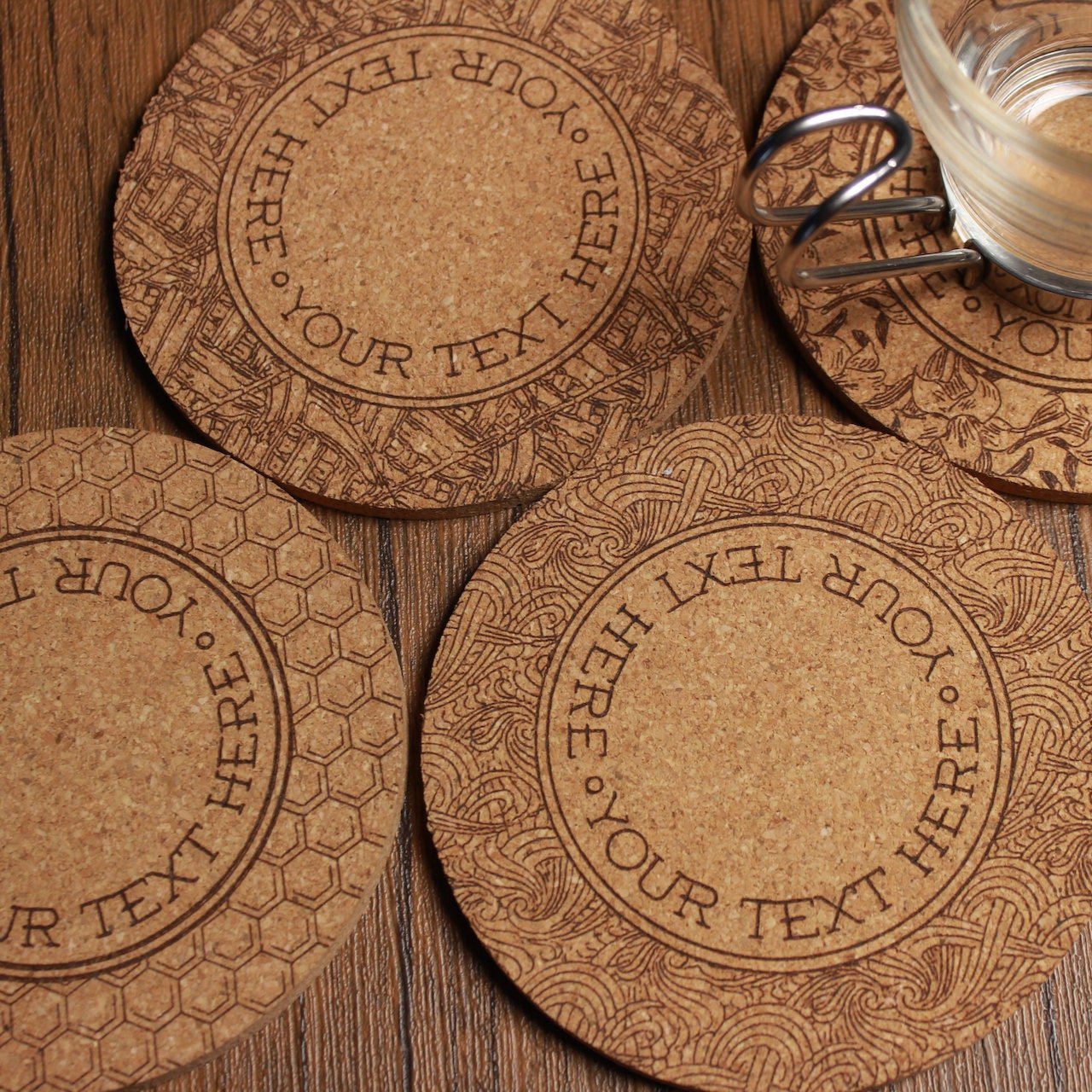 Art Pattern Custom Cork Coasters - Arbo Engravings