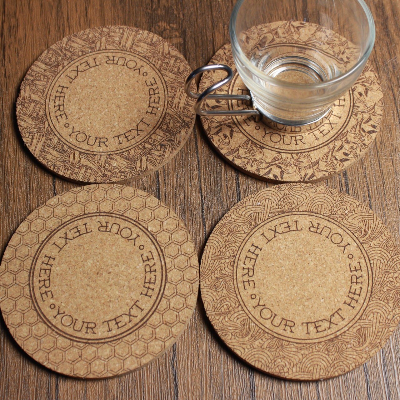 Art Pattern Custom Cork Coasters - Arbo Engravings