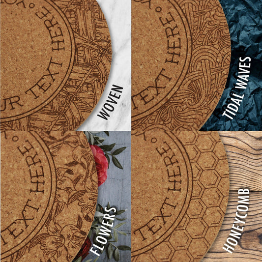 Art Pattern Custom Cork Coasters - Arbo Engravings