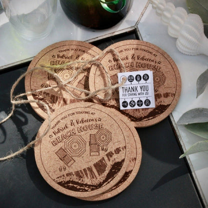 Beach House Custom Coasters Thank you Gift - Arbo Engravings