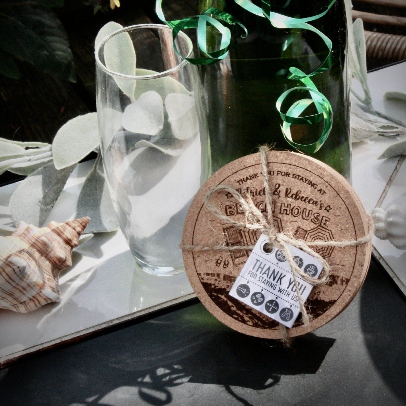 Beach House Custom Coasters Thank you Gift - Arbo Engravings