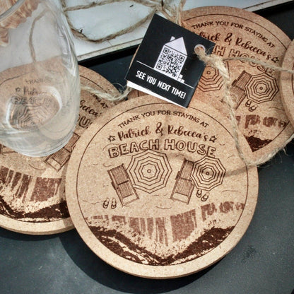 Beach House Custom Coasters Thank you Gift - Arbo Engravings