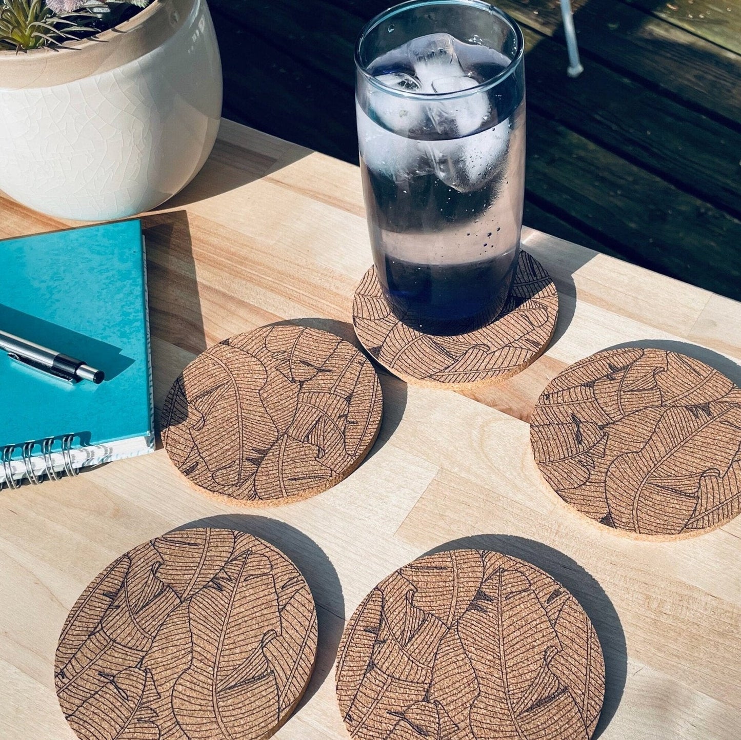 Boho Banana Leaf Coaster Set - Arbo Engravings