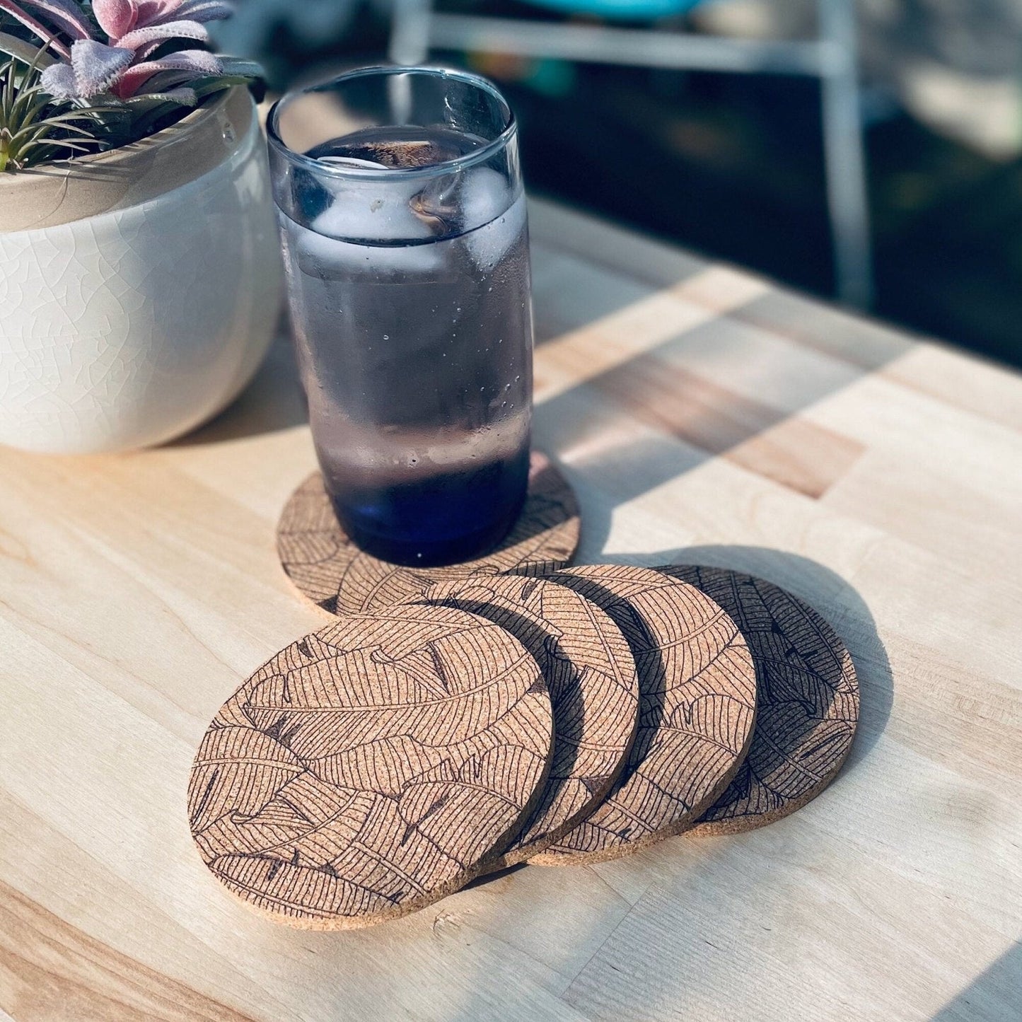 Boho Banana Leaf Coaster Set - Arbo Engravings