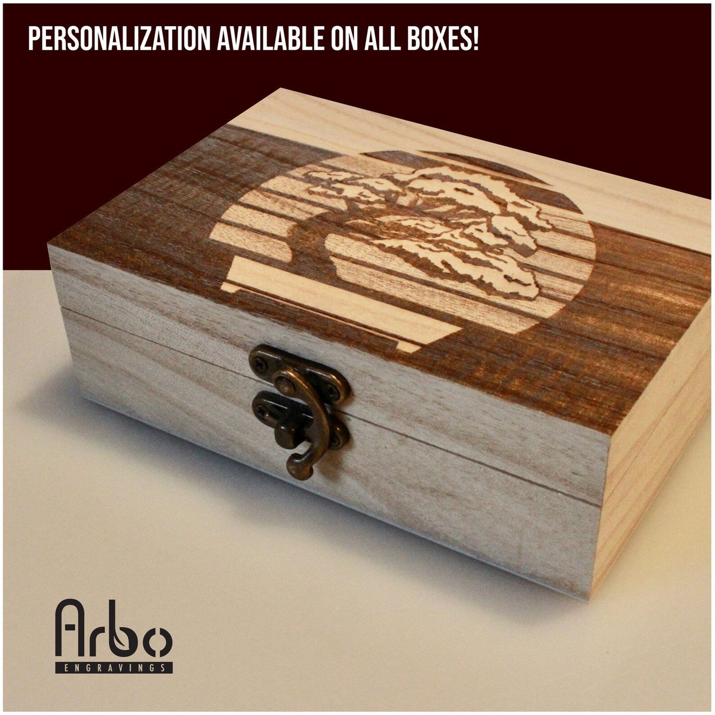 Bonsai Personalized Engraved Wooden Box - Arbo Engravings