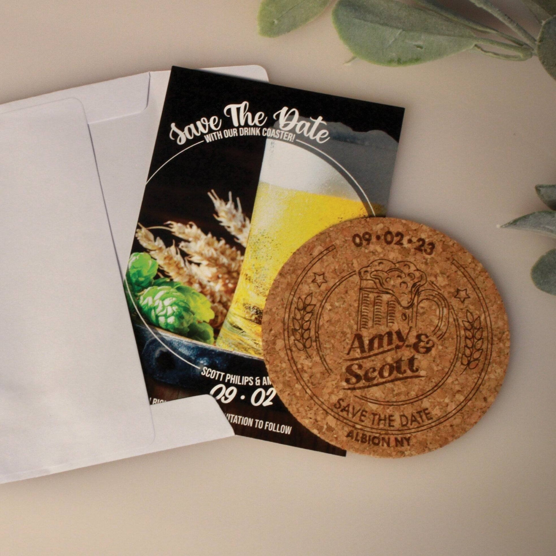 Brewery Save The Date Coasters + Card - Arbo Engravings