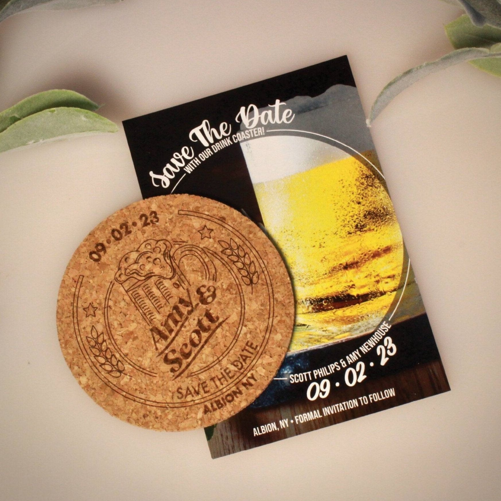 Brewery Save The Date Coasters + Card - Arbo Engravings