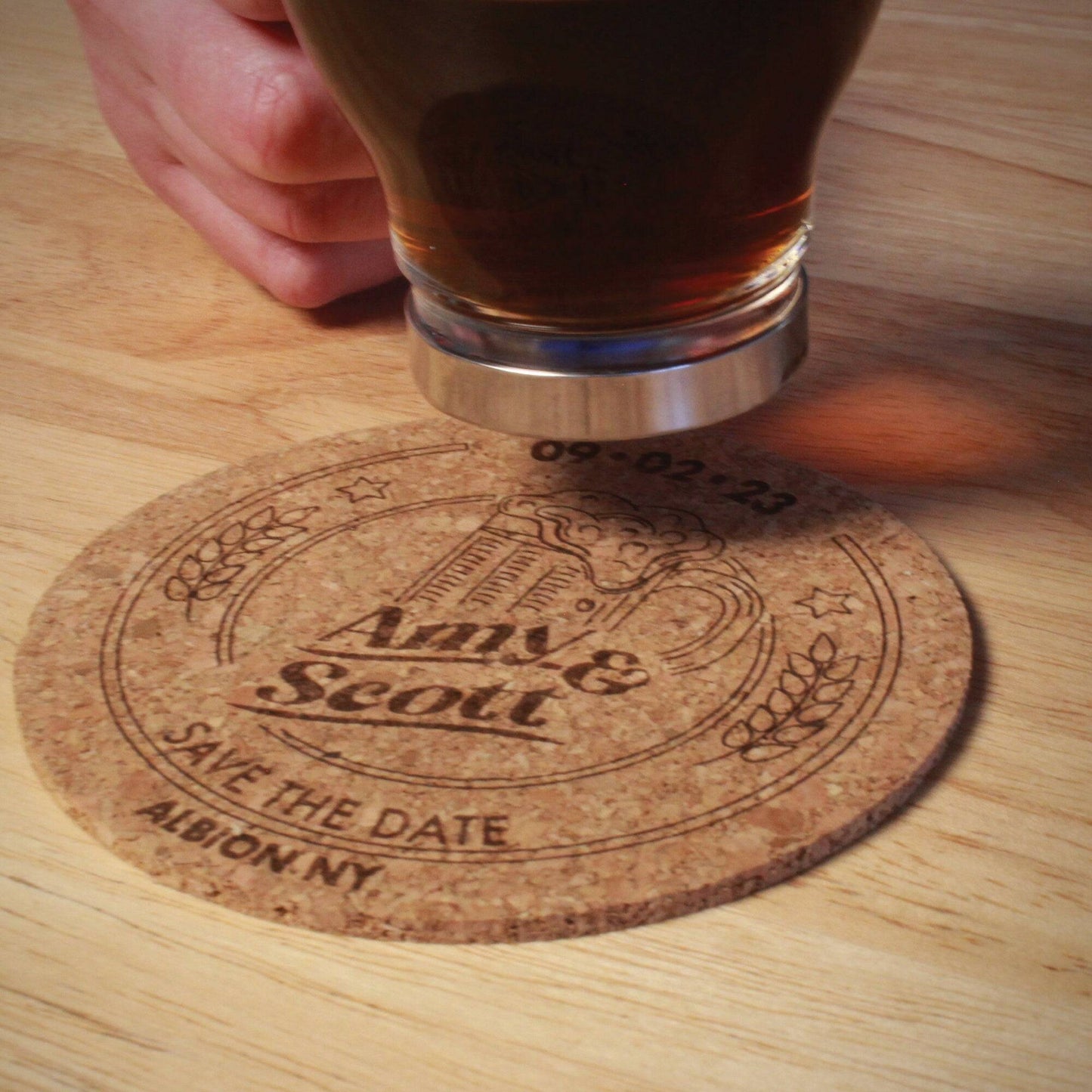 Brewery Save The Date Coasters + Card - Arbo Engravings