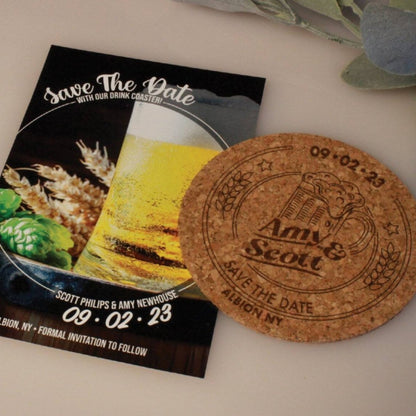 Brewery Save The Date Coasters + Card - Arbo Engravings