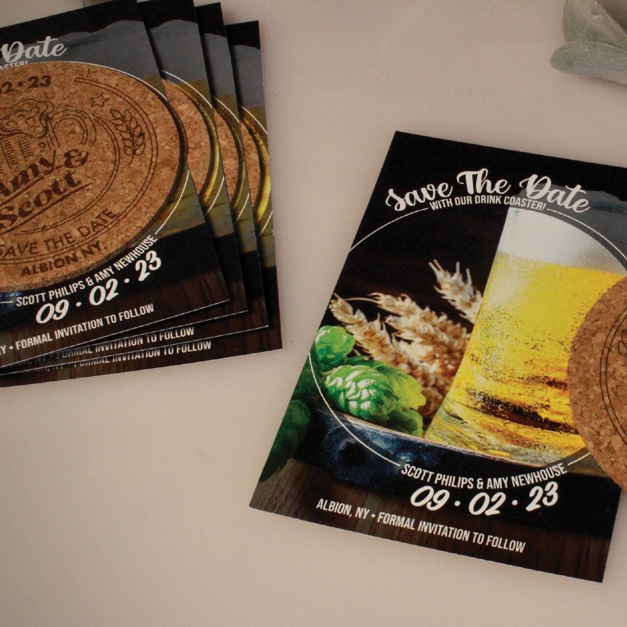 Brewery Save The Date Coasters + Card - Arbo Engravings